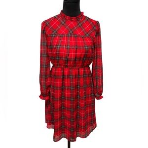 Wonder Nation XXL 18 Red Black Plaid Bishop Sleeve Dress Holiday Christmas